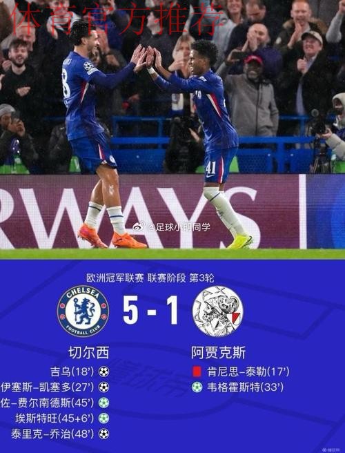 切尔西5-1十人阿贾克斯，恩佐、埃斯特旺点射，凯塞多破门